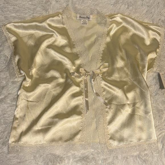 Dior Other - Vintage Christian Dior Satin Neglige Cover/Jacket Size Medium, Lace Accents